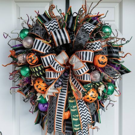 Halloween Theme Ribbon Wreath